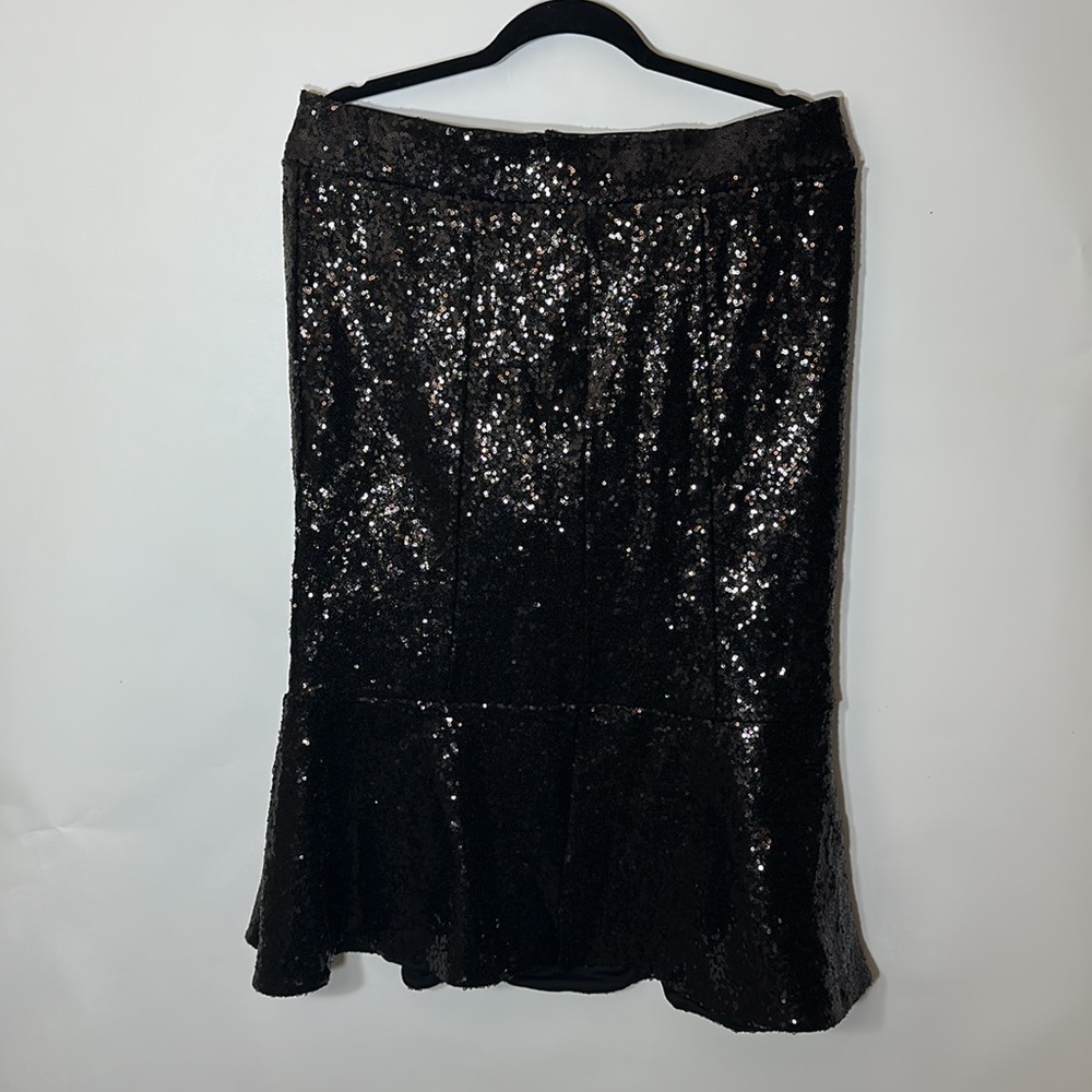 Torrid 14 SYLVIA MOLLIE TRUMPET MIDI SKIRT - PONTE SEQUIN BLACK - Picture 4 of 9